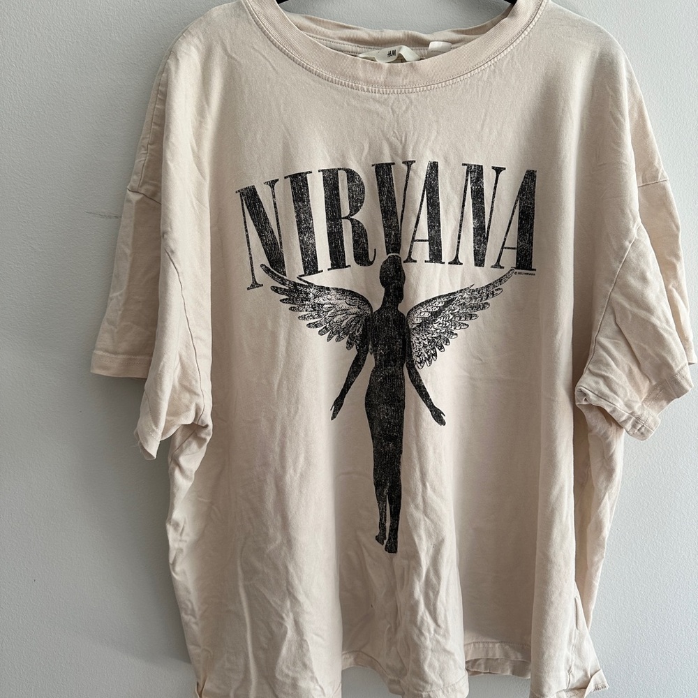 H&M Cream Nirvana Graphic Tee